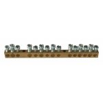   LEGRAND 134002 PractiboxS screw-fastened bare brass PE distribution terminal, 15 connection points, 7x16mm² + 8x10mm²; Icc=6 kA