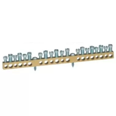 LEGRAND 134013 PractiboxS csavarral rögzíthető csupasz sárgaréz N elosztókapocs, 20 kötési pont, 10x16mm² + 10x10mm²; Icc=6 kA