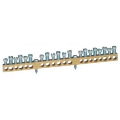   LEGRAND 134013 PractiboxS csavarral rögzíthető csupasz sárgaréz N elosztókapocs, 20 kötési pont, 10x16mm² + 10x10mm²; Icc=6 kA