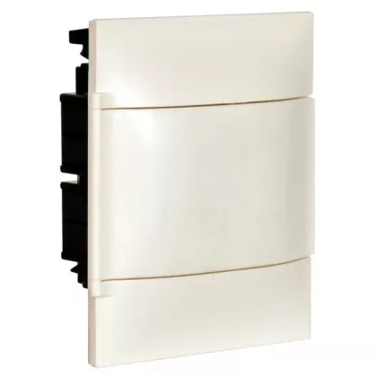 LEGRAND 134144 PractiboxS téglafalba süllyeszthető kiselosztó(650°C), fehér ajtóval, védőföld és nulla elosztókapoccsal, 1 sor 4 modul