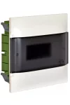 LEGRAND 134158 PractiboxS téglafalba süllyeszthető kiselosztó(650°C), átlátszó füstszínű ajtóval, védőföld és nulla elosztókapoccsal, 1 sor 8 modul