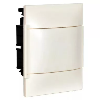 LEGRAND 134166 PractiboxS gipszkartonba süllyeszthető kiselosztó (850°C), fehér ajtóval, védőföld és nulla elosztókapoccsal, 1 sor 6 modul