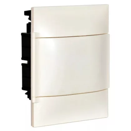   LEGRAND 134166 PractiboxS gipszkartonba süllyeszthető kiselosztó (850°C), fehér ajtóval, védőföld és nulla elosztókapoccsal, 1 sor 6 modul