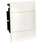 LEGRAND 134168 PractiboxS gipszkartonba süllyeszthető kiselosztó (850°C), fehér ajtóval, védőföld és nulla elosztókapoccsal, 1 sor 8 modul