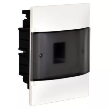 LEGRAND 134174 PractiboxS flush-mounted distributor in plasterboard (850°C), with transparent smoke-colored door, protective ground and neutral distribution terminal, 1 row 4 modules LEGRAND 134174 PractiboxS flush-mounted distributor in plasterboard (850°C), with transparent smoke-colored door, protective ground and neutral distribution terminal, 1 row 4 modules