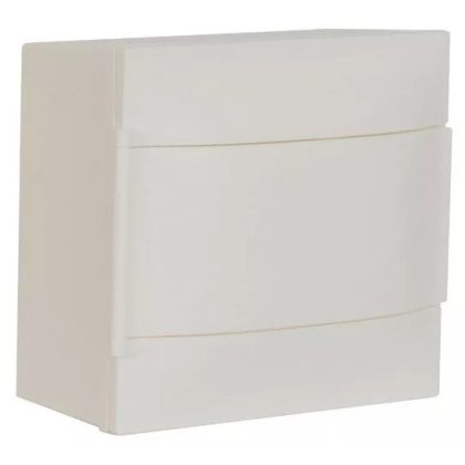 LEGRAND 134208 PractiboxS falon kívüli kiselosztó, fehér ajtóval, védőföld és nulla elosztókapoccsal, 1 sor 8 modul