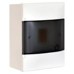   LEGRAND 134214 PractiboxS falon kívüli kiselosztó, átlátszó füstszínű ajtóval, védőföld és nulla elosztókapoccsal, 1 sor 4 modul