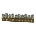   LEGRAND 134807 PractiboxS additional bare brass PE/N distribution terminal, 10 connection points, 5x16mm² + 5x10mm²; Icc=6 kA