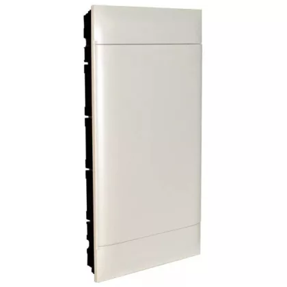   LEGRAND 135143 PractiboxS téglafalba süllyeszthető kiselosztó(650°C), fehér ajtóval, védőföld és nulla elosztókapoccsal, 3 sor 12 modul