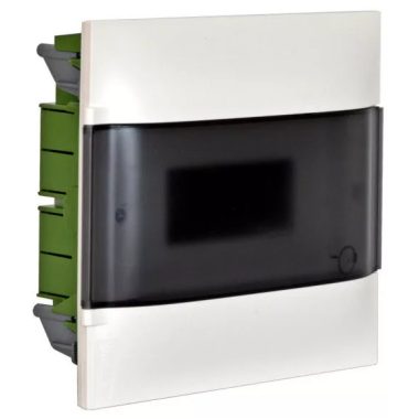 LEGRAND 135151 PractiboxS flush-mounted distributor (650°C), with transparent smoke-colored door, protective ground and neutral distribution terminal, 1 row 12 modules