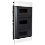   LEGRAND 135153 PractiboxS flush-mounted distributor (650°C), with transparent smoke-colored door, protective ground and neutral distribution terminal, 3 rows 12 modules