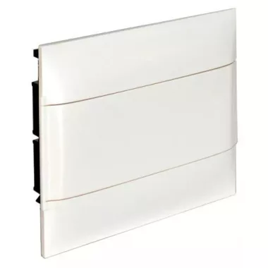 LEGRAND 135161 PractiboxS gipszkartonba süllyeszthető kiselosztó(850°C), fehér ajtóval, védőföld és nulla elosztókapoccsal, 1 sor 12 modul