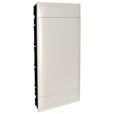 LEGRAND 135163 PractiboxS flush-mount distribution board in plasterboard (850°C), with white door, protective ground and neutral distribution terminal, 3 rows 12 modules