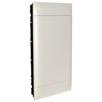   LEGRAND 135163 PractiboxS flush-mount distribution board in plasterboard (850°C), with white door, protective ground and neutral distribution terminal, 3 rows 12 modules