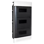 LEGRAND 135173 PractiboxS gipszkartonba süllyeszthető kiselosztó(850°C), átlátszó füstszínű ajtóval, védőföld és nulla elosztókapoccsal, 3 sor 12 modul