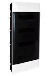 LEGRAND 135174 PractiboxS gipszkartonba süllyeszthető kiselosztó(850°C), átlátszó füstszínű ajtóval, védőföld és nulla elosztókapoccsal, 4 sor 12 modul