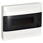   LEGRAND 135211 PractiboxS falon kívüli kiselosztó(650°C), átlátszó füstszínű ajtóval, védőföld és nulla elosztókapoccsal, 1 sor 12 modul
