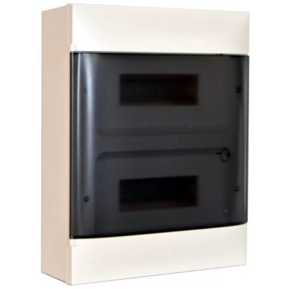   LEGRAND 135212 PractiboxS external distribution box (650°C), with transparent smoke-colored door, protective earth and neutral distribution terminal, 2 rows 12 modules