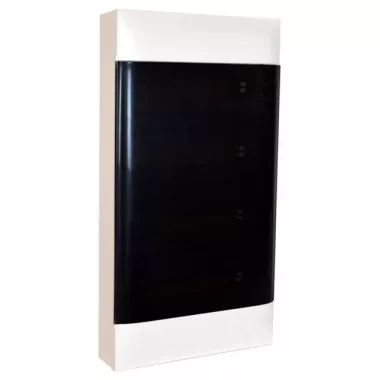 LEGRAND 135214 PractiboxS falon kívüli kiselosztó(650°C), átlátszó füstszínű ajtóval, védőföld és nulla elosztókapoccsal, 4 sor 12 modul