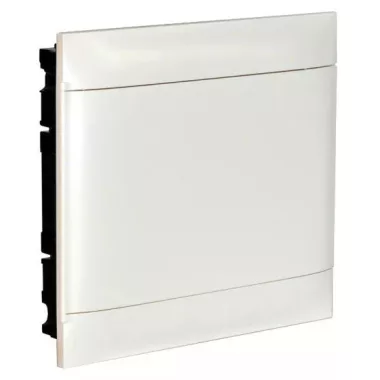 LEGRAND 137147 PractiboxS téglafalba süllyeszthető kiselosztó(650°C), fehér ajtóval, védőföld és nulla elosztókapoccsal, 2 sor 18 modul