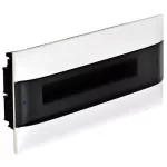 LEGRAND 137155 PractiboxS téglafalba süllyeszthető kiselosztó(650°C),  átlátszó füstszínű ajtóval, védőföld és nulla elosztókapoccsal, 1 sor 22 modul