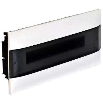   LEGRAND 137155 PractiboxS téglafalba süllyeszthető kiselosztó(650°C),  átlátszó füstszínű ajtóval, védőföld és nulla elosztókapoccsal, 1 sor 22 modul