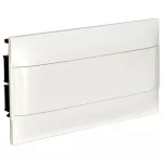 LEGRAND 137156 PractiboxS téglafalba süllyeszthető kiselosztó(650°C), átlátszó füstszínű ajtóval, védőföld és nulla elosztókapoccsal, 1 sor 18 modul