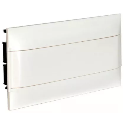   LEGRAND 137156 PractiboxS téglafalba süllyeszthető kiselosztó(650°C), átlátszó füstszínű ajtóval, védőföld és nulla elosztókapoccsal, 1 sor 18 modul