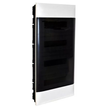   LEGRAND 137159 PractiboxS flush-mounted distributor (650°C), with transparent smoke-colored door, protective ground and neutral distribution terminal, 4 rows 18 modules