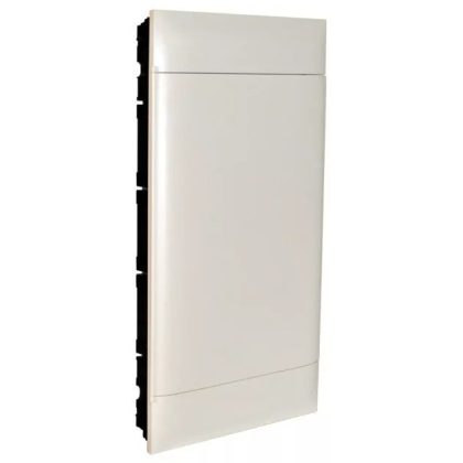   LEGRAND 137169 PractiboxS flush-mount distribution board in plasterboard (850°C), with white door, protective earth and neutral distribution terminal, 4 rows 18 modules