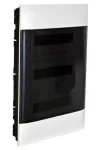 LEGRAND 137178 PractiboxS gipszkartonba süllyeszthető kiselosztó(850°C), átlátszó füstszínű ajtóval, védőföld és nulla elosztókapoccsal, 3 sor 18 modul