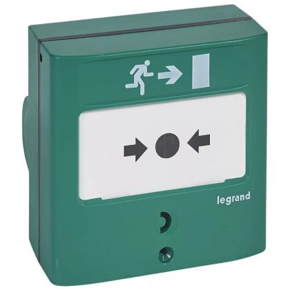   LEGRAND 138023 Manual signal for emergency exit, green RAL 6016, with 1 changeover contact - 5A - 24V=, IP30 - IK07