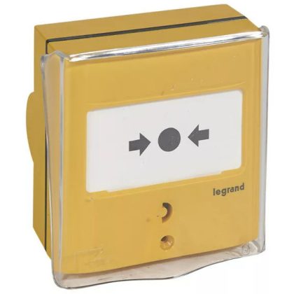   LEGRAND 138025 Manual alarm for fire extinguishing system, yellow RAL 1032, with 1 changeover contact - 5A - 24V=, IP30 - IK07