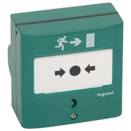   LEGRAND 138048 Manual signal for emergency exit, green RAL 6016, with 2 changeover contacts - 5A - 24V=, IP30 - IK07