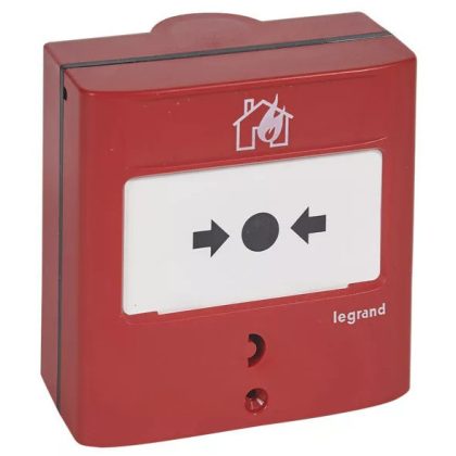   LEGRAND 138069 Kézi jelzésadó tűzérzékelő és tűzjelző rendszerekhez, egyműveletes, piros RAL 3000, 1 váltóérintkezővel - 5A - 24V=, IP30 - IK07