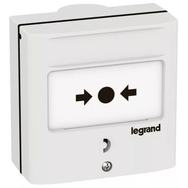 LEGRAND 138071 Kézi jelzésadó vészleállításhoz, fehér RAL 9003, 1 váltóérintkezővel - 5A - 24V=, IP30 - IK07