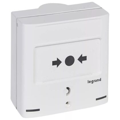   LEGRAND 138074 Manual signal for emergency stop, with 2 LED indicators (1 red + 1 green), white RAL 9003, with 2 changeover contacts - 5A - 24V=, IP30 - IK07