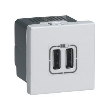 LEGRAND 278594L Program Mosaic kettős USB töltő aljzat, 2400 mA, 2 modulos, fehér