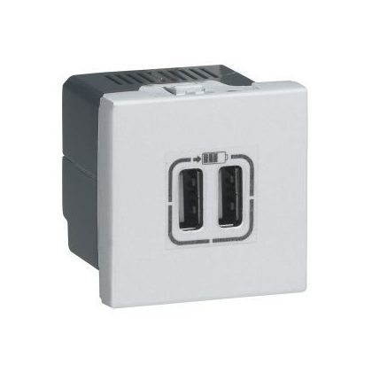   LEGRAND 278594L Program Mosaic dual USB charging socket, 2400 mA, 2-module, white