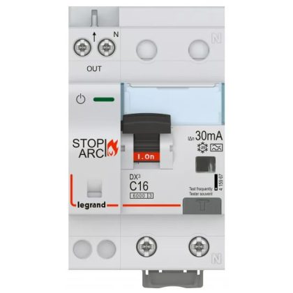   LEGRAND 415967 DX3 Stop Arc Íveszárlat érzékelő kombinált áram-védőkapcsoló C16 10000A alsó betáp BIC