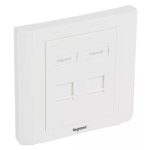   LEGRAND 632795 Linkeo süllyesztett szerelvény 2xRJ45 keystone port fogadására egyenes fehér burkolattal és kerettel címketartóval