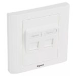   LEGRAND 632797 Linkeo recessed assembly for receiving 2xRJ45 keystone port with white cover and frame with label holder