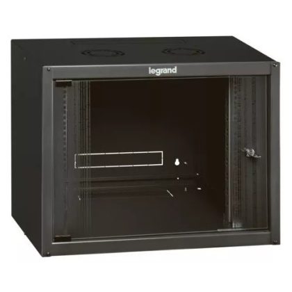   LEGRAND 646201 wall rack cabinet 19'' 9U CORE: 494 WIDTH: 600 DEPTH: 400 anthracite one-piece glass door ready-assembled MAX: 27 kg Linkeo