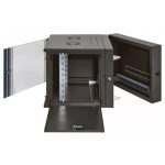   LEGRAND 646221 fali rackszekrény 19'' 9U MAG: 494 SZÉL: 600 MÉLY: 610 antracit kétrészes üvegajtós készre szerelet MAX: 27 kg Linkeo