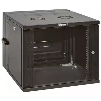   LEGRAND 646222 wall rack cabinet 19'' 12U CORE: 626 WIDTH: 600 DEPTH: 610 anthracite two-part glass door ready-assembled MAX: 36 kg Linkeo
