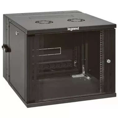 LEGRAND 646224 fali rackszekrény 19'' 18U MAG: 890 SZÉL: 600 MÉLY: 610 antracit kétrészes üvegajtós készre szerelet MAX: 54 kg Linkeo