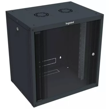 LEGRAND 646252 wall rack cabinet 19'' 12U CORE: 626 WIDTH: 600 DEPTH: 450 anthracite one-piece glass door panel-mounted MAX: 36 kg Linkeo