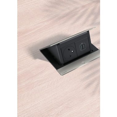 LEGRAND 654826 Incara Pop-up - bútorba süllyeszthető, 4 modul, 2P+F + USB A+C aljzat + vezeték nélküli töltő, rozsdamentes acél