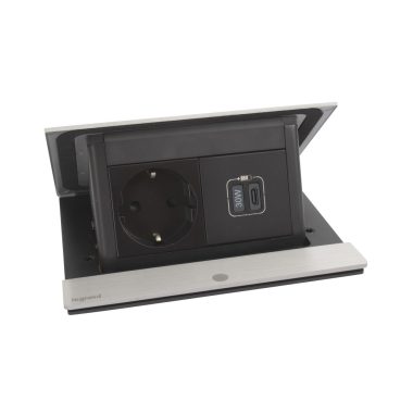 LEGRAND 654828 Incara Pop-up - bútorba süllyeszthető, 4 modul, 2P+F + USB C aljzat, rozsdamentes acél