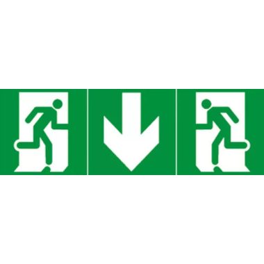 LEGRAND 661670 Öntapadó piktogram URA ONE, U21 LED, U21 ÚJ, B65 LED és B65 ÚJ lámpatestekhez, kijárat + nyíl, 200 x 100 mm